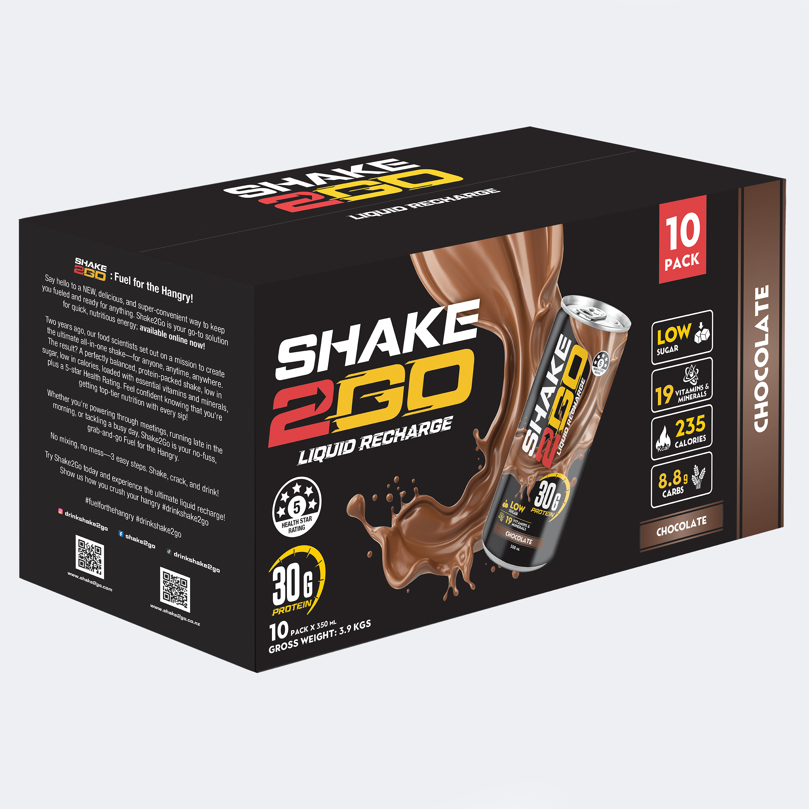 SHAKE2GO Chocolate - 10 Cans