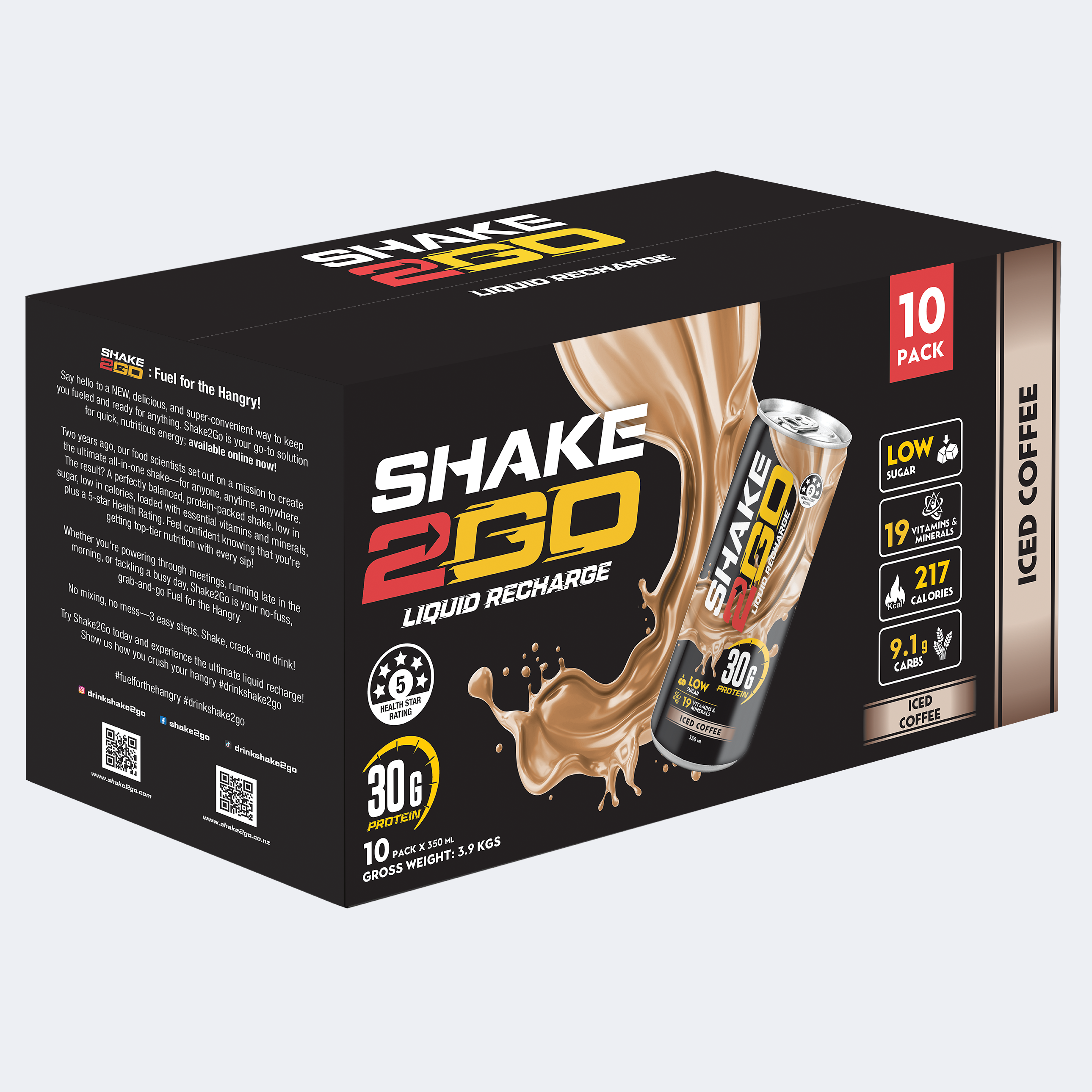 SHAKE2GO Iced Coffee - 10 Cans